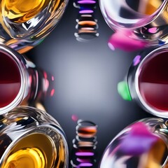 Canvas Print - Mix of shot glass splashes with various spirits3