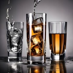 Wall Mural - Variety of highball glass splashes with whiskey and soda4