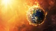 The earth is boiling by the sun, global warming crisis