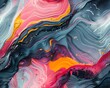Capture a mesmerizing close-up of abstract art merging with futuristic technologies, showcasing vivid colors and intricate textures, using unexpected camera angles