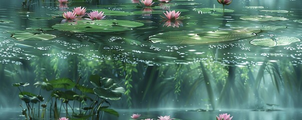 Step into the enchanting realm of Claude Monets Water Lilies transformed into a seamless VR oasis