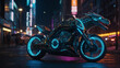 © ateeq - 'Futuristic City Night: 8K Octane 3D Render with Cyber Neon Lighting and Motorcycles'Sport Motorcycle Bike Rider in Panning Style,futuristic mini touring bike neon color cinematic anime bike with bu