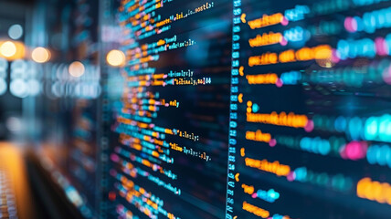 A close up of a computer screen with a blurry background. Computer screen, Close-up, Technology, Blurry background, Monitor, Desktop, Display, Screen, Electronics, Device, Close view, Abstract,