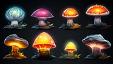 Spiritual mushroom magic Spiritual mushroom magic diffrent collorfull plants looking soo imazing  with black background 