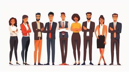 Collection of charming young entrepreneurs or businessmen and managers. Business people standing togever. Flat modern cartoon style. cartoons. Illustrations