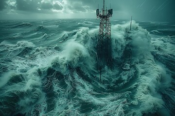 Ship Battling Stormy Seas: Dramatic Digital Art