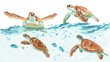 Release sea turtles after rehabilitation Concept of protecting nature and preserving animal species. animals. Illustrations