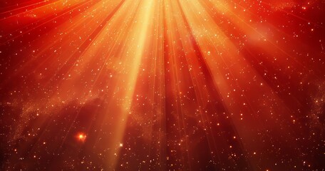 Wall Mural - red background, light explosion, and orange gradient background with sun rays, red glow particles, g