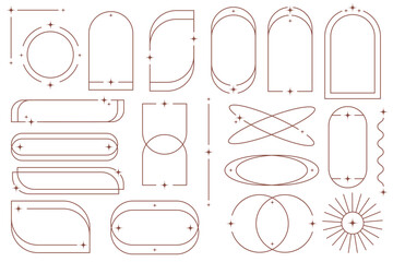 Wall Mural - outline frames with stars. aesthetic border elements. minimal graphic arch shapes. y2k modern simple
