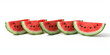 Vibrant Viety Assorted Whole and Sliced Watermelon Fruits Showcased on a White Background.