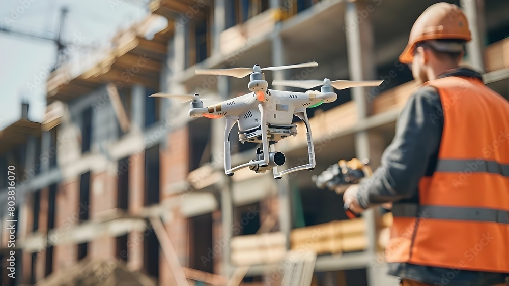 Engineer using drones for geospatial mapping in construction site ...