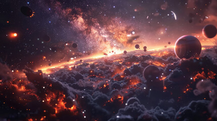 Wall Mural - a breathtaking view of the universe featuring the milky way at its center, surrounded by an array of