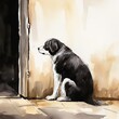 loyal dog waiting by the door