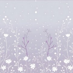 Wall Mural - white flowers and dots on a light purple background, pattern for children's wallpaper design