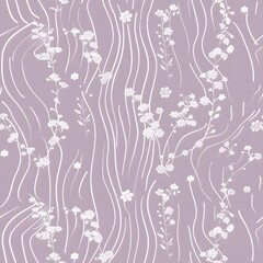 Wall Mural - white flowers and dots on a light purple background, pattern for children's wallpaper design