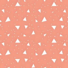 Wall Mural - white triangles on a peach background, seamless repeating pattern, minimalist doodle digital paper