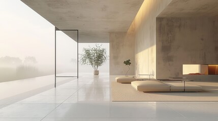 Wall Mural - Minimalist Architecture Natural Light: 3D visualizations of minimalist