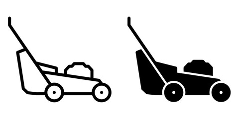 Wall Mural - ofvs593 outlinefilledvectorsign ofvs - lawn mower vector icon . isolated transparent . black outline