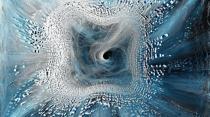 Minimalistic Abstraction Graphic Art Deep Blue and Black On Background