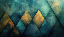 A Wall With An Abstract Background Of Dark Blue And Gold Diamonds. Created With Ai