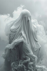 Poster - Ethereal Cloud Apparition Draped in Ghostly 3D Render with Cinematic Aesthetic