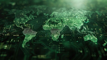 Leinwandbilder - 3D circuit board with digital world map