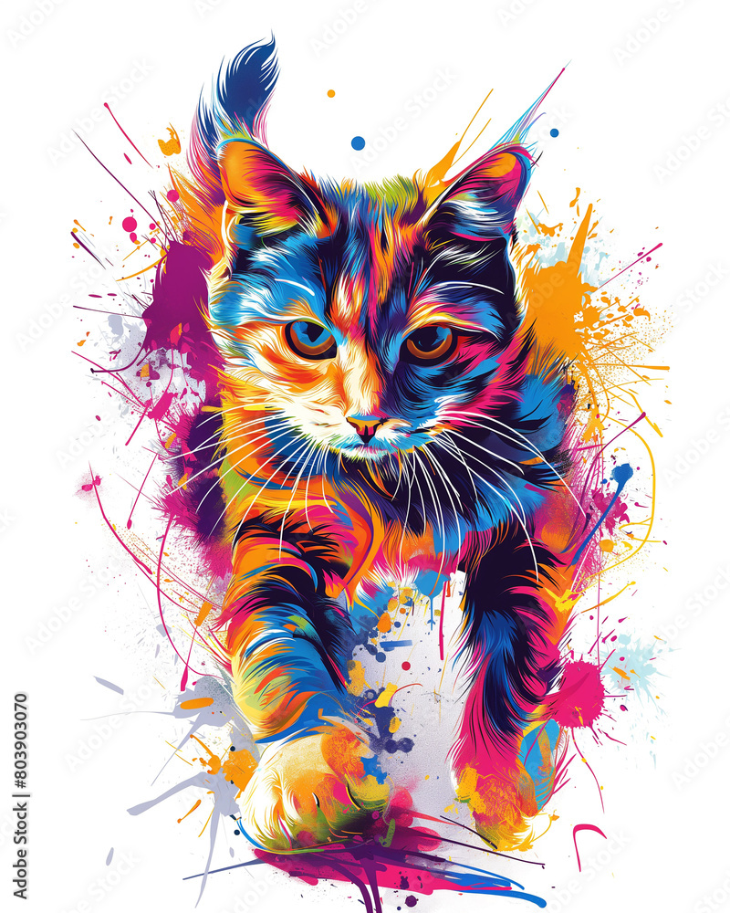 vector art ready to print colorful graffiti illustration of a cute cat ...