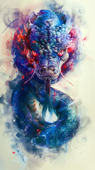 Poster - Mystical Serpent of Royalty and Lineage in Watercolor