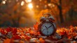 © Maquette Pro - Autumnal Tapestry: Analog Clock Amidst Fall Foliage
