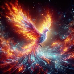 a blaze of holographic flames abstract 3d