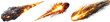 © Flowal93 - Asteroid collection, bundle of three burning meteors with a fire tail, isolated on a white background