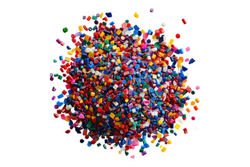 colorful plastic grains isolated on transparent background