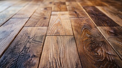 Sticker - Close-up of wooden floorboards with natural grain and texture, adding rustic charm to interior design.