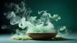 On a green screen, white incense smoke, steam, or fog from hot food creates a softly curving movement with subtle color gradations.