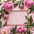 A frame with a pink background and a pink flower in the middle