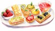 An exquisite watercolor painting of a delectable assortment of pastries and fruits