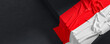 Flag of Indonesia. Fabric textured Indonesia flag isolated on dark background. 3D illustration
