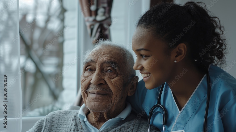 Home Care for the Elderly. Young Black Nurse Providing Home Assistance ...