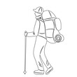 traveler with backpack sketch on white background vector