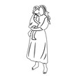 mother with baby sketch on white background vector