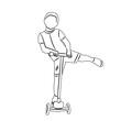 boy riding a scooter sketch on a white background vector