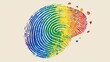 Rainbow fingerprint for June Pride Month. Image of support for LGBTQ human beings. Vector illustration