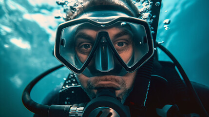 portrait of scuba diver underwater