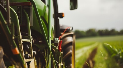 Sticker - Close-up of a tractor running on biodiesel, emphasizing sustainable fuel use in modern farming equipment.