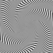 Whirl Rotating Motion and 3D Illusion in Abstract Op Art Design. Striped Lines Pattern.