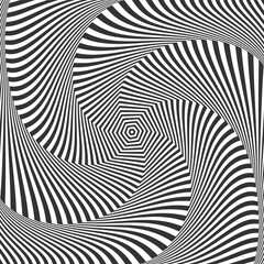 Wall Mural - whirl rotating motion and 3d illusion in abstract op art design. striped lines pattern.
