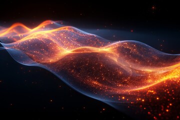 Wall Mural - a high-resolution image depicting a dynamic flow of fiery particles creating a wave effect