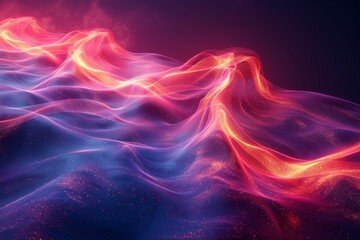 Wall Mural - this image captures the essence of fluid movement as vibrant pink and blue abstract waves ripple wit