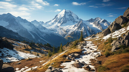 Wall Mural - A Magnificent Snowy Mountain Landscape Background