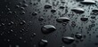 A close-up of raindrops on a sleek, black surface, each droplet reflecting ambient light, set against a dark background to create a serene.